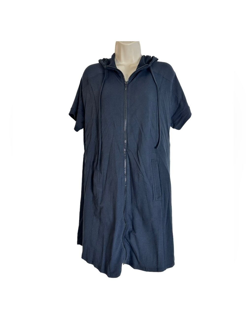 SOFT SURROUNDINGS Knit Hooded Dress Medium Black Pockets Beach Coastal Grandma